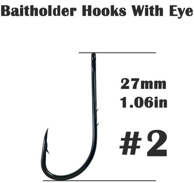 100Pcs Baitholder Fishing Hooks #1-#5 Barb Black Jig Carbon Fiber Jigging Bait-THKFISH FISHING TACKLE CO.,LTD-100pcs size 2-Bargain Bait Box