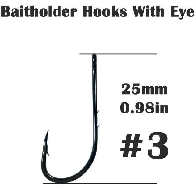 100Pcs Baitholder Fishing Hooks #1-#5 Barb Black Jig Carbon Fiber Jigging Bait-THKFISH FISHING TACKLE CO.,LTD-100pcs size 3-Bargain Bait Box