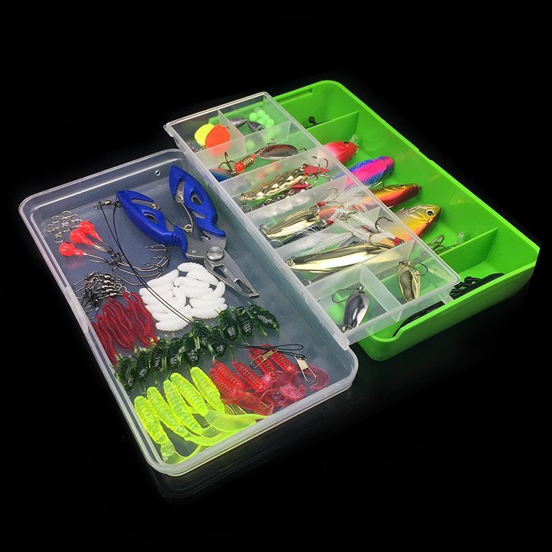 100Pcs Lure Kit Set Minnow Popper Crankbait Vib Spinner Spoon Soft Worm Maggot-FIZZ Official Store-Bargain Bait Box
