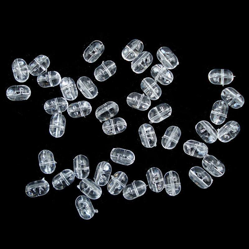 [100Pcs] Transparent Clear Oval Pearl Cross Hole Beads Plastic Cross Way Bead-Wifreo store-100pcs 4o7X6mm-Bargain Bait Box