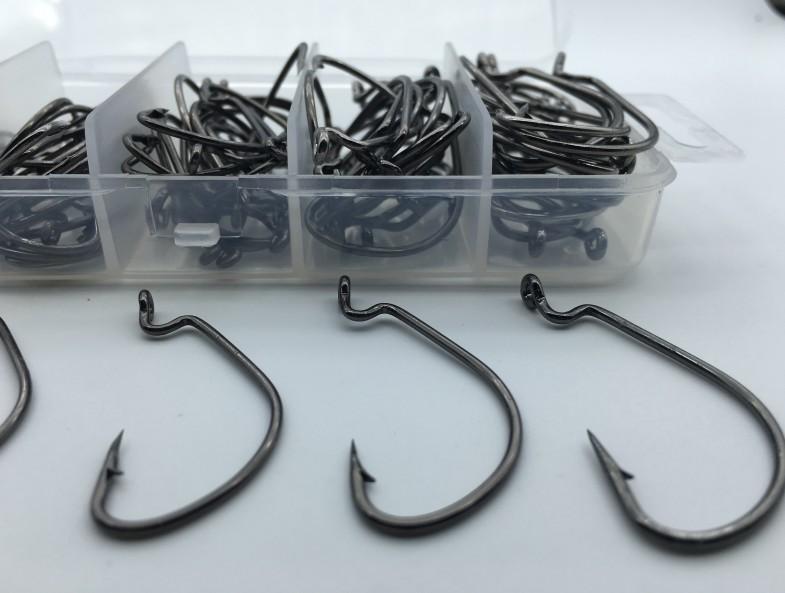 100Pcs/Box High Carbon Steel Fishing Hooks Crank Lead Sharp Worm Hooks 2