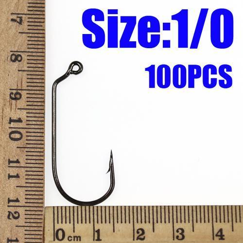[100Pcs/Lot] Carbon Steel 60 Degree Jig Hook Fishing Hooks 6 1 1/0 2/0 3/0 4/0-Wifreo store-100pcs size 1Io-Bargain Bait Box