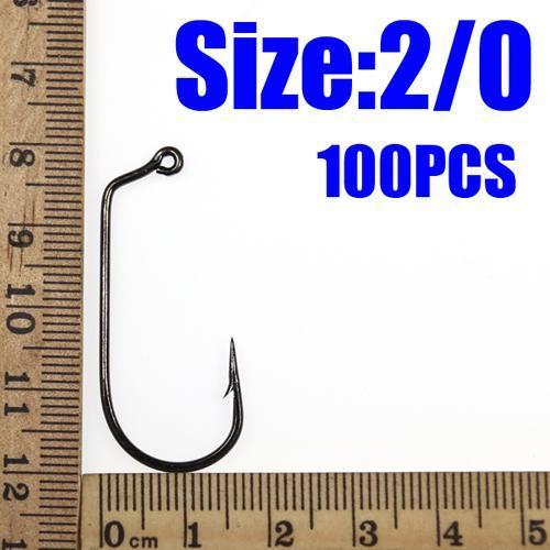 [100Pcs/Lot] Carbon Steel 60 Degree Jig Hook Fishing Hooks 6 1 1/0 2/0 3/0 4/0-Wifreo store-100pcs size 2Io-Bargain Bait Box