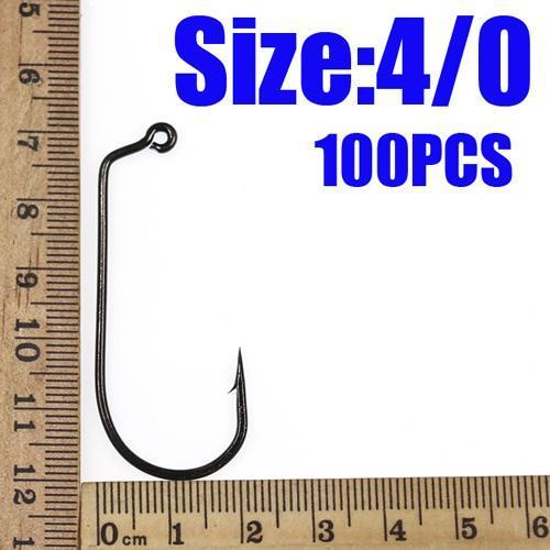 [100Pcs/Lot] Carbon Steel 60 Degree Jig Hook Fishing Hooks 6 1 1/0 2/0 3/0 4/0-Wifreo store-100pcs size 4Io-Bargain Bait Box