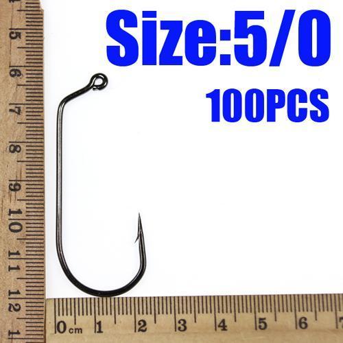 [100Pcs/Lot] Carbon Steel 60 Degree Jig Hook Fishing Hooks 6 1 1/0 2/0 3/0 4/0-Wifreo store-100pcs size 5Io-Bargain Bait Box