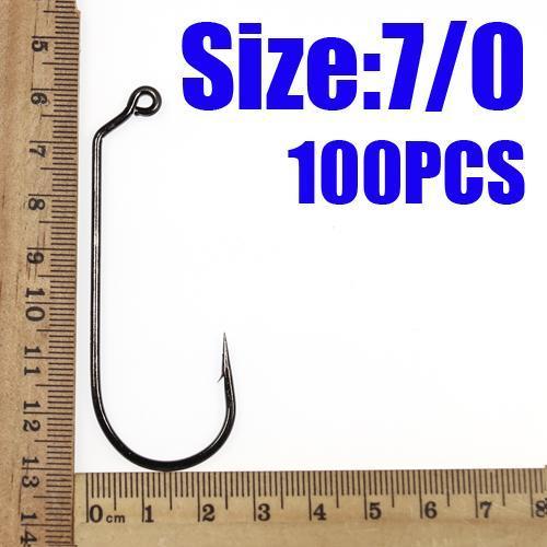 [100Pcs/Lot] Carbon Steel 60 Degree Jig Hook Fishing Hooks 6 1 1/0 2/0 3/0 4/0-Wifreo store-100pcs size 7Io-Bargain Bait Box