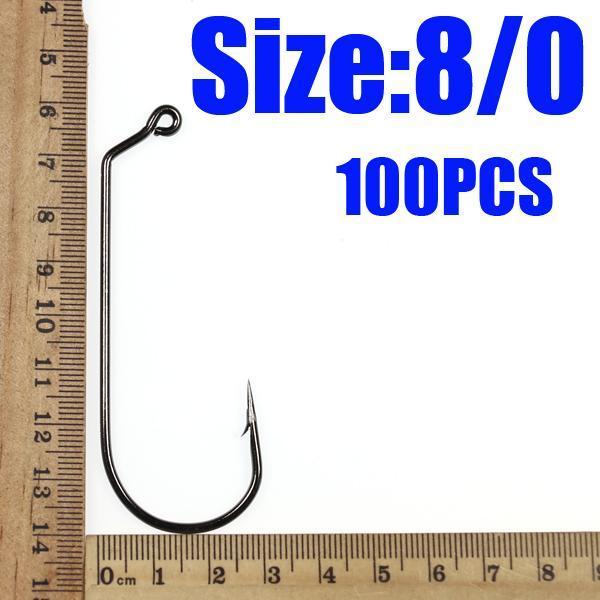 [100Pcs/Lot] Carbon Steel 60 Degree Jig Hook Fishing Hooks 6 1 1/0 2/0 3/0 4/0-Wifreo store-100pcs size 8Io-Bargain Bait Box