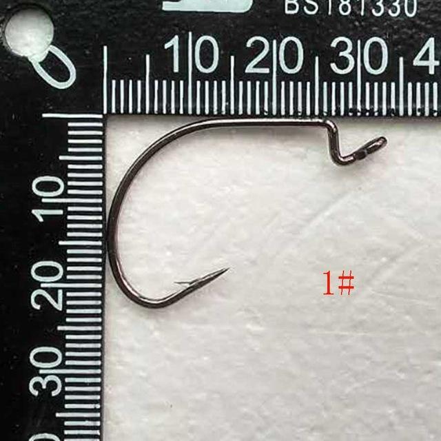 100Pcs/Lot Jig Hook Worm Hook Fishhooks Black Nickel Fishing Hooks Stainless-Wide Gap Hooks-Bargain Bait Box-Size 1-Bargain Bait Box