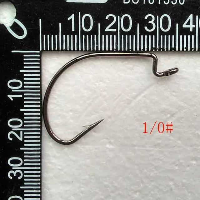 100Pcs/Lot Jig Hook Worm Hook Fishhooks Black Nickel Fishing Hooks Stainless-Wide Gap Hooks-Bargain Bait Box-Size 1x0-Bargain Bait Box