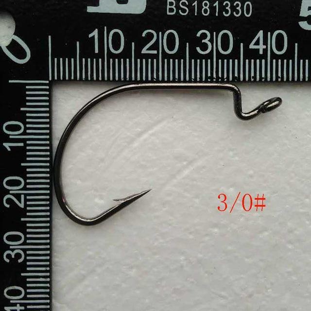 100Pcs/Lot Jig Hook Worm Hook Fishhooks Black Nickel Fishing Hooks Stainless-Wide Gap Hooks-Bargain Bait Box-Size 3x0-Bargain Bait Box