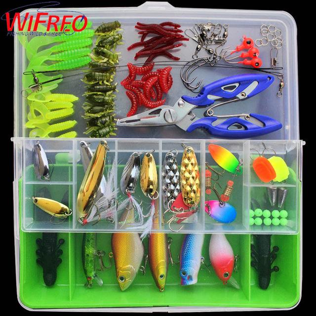 101Pcs Minnow/Popper Spinner Spoon Metal Vib Lure Hooks Box Lure Kit Set-Mixed Combos & Kits-Bargain Bait Box-Green-Bargain Bait Box