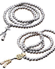 108 Buddha Beads Necklace Chain Outdoor Full Steel Self Defense Hand Bracelet-HMJ Outdoor Store-Silver B-Bargain Bait Box