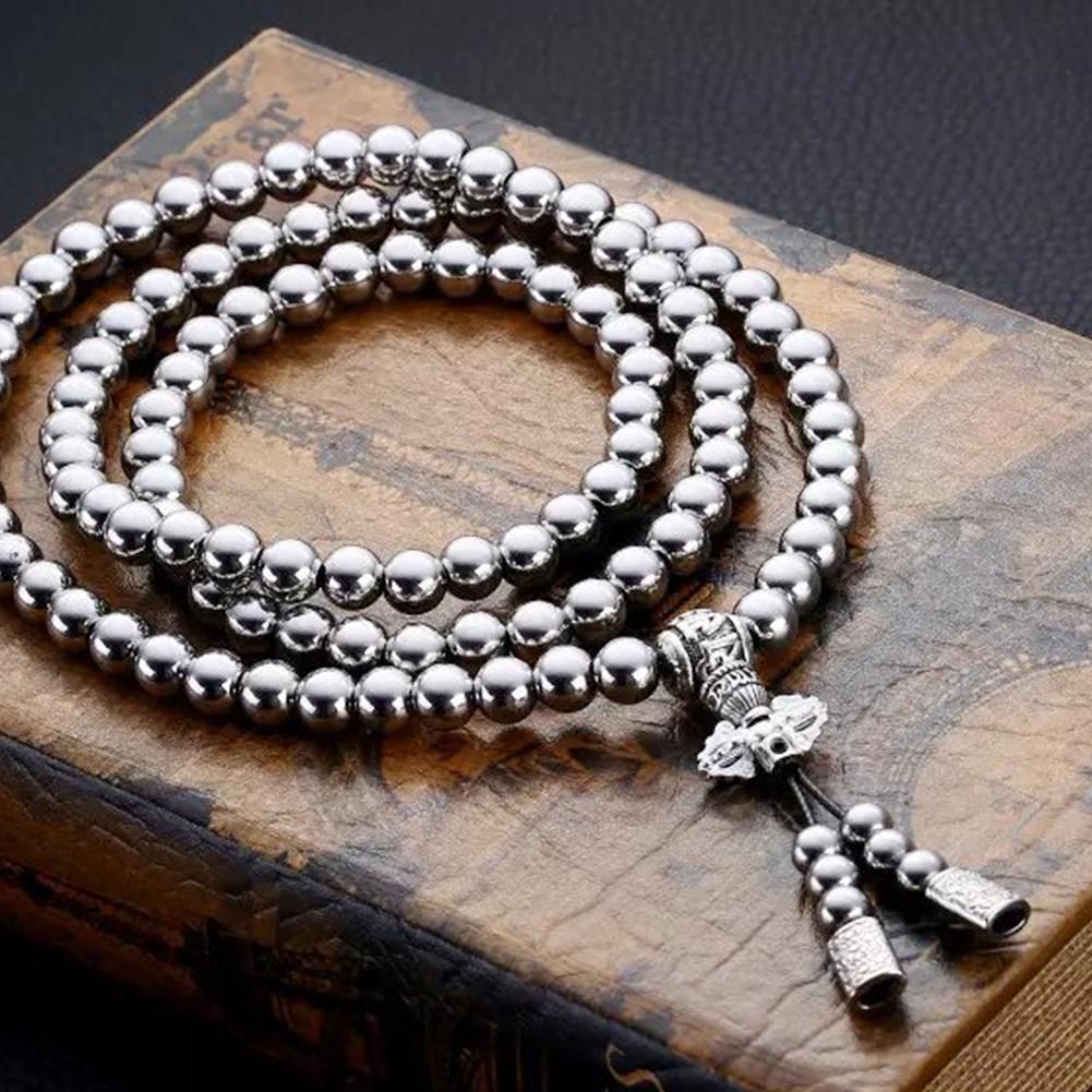 108 Buddha Beads Necklace Chain Outdoor Full Steel Self Defense Hand Bracelet-HMJ Outdoor Store-Silver B-Bargain Bait Box