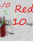 10Bags 1/0 2 Hooks Sabiki Rigs Sea Fishing Rigs Flasher Rig Each With 2-Sabiki Rigs-Bargain Bait Box-10 bags red-Bargain Bait Box