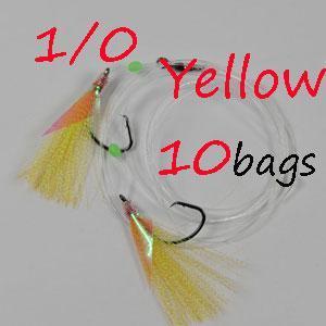 10Bags 1/0 2 Hooks Sabiki Rigs Sea Fishing Rigs Flasher Rig Each With 2-Sabiki Rigs-Bargain Bait Box-10 bags yellow-Bargain Bait Box