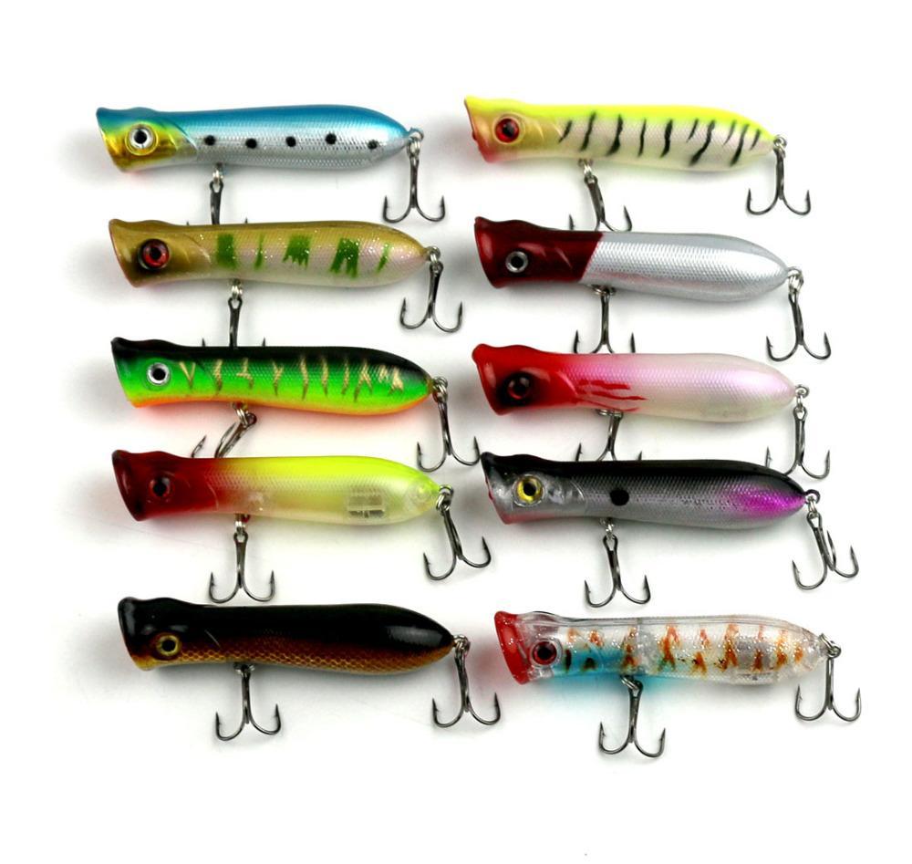 10Pcs Laser Popper Hard Fishing Tackle 10 Colors Minnow-Top Water Baits-Bargain Bait Box-Bargain Bait Box