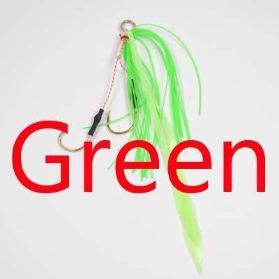 10Pcs Silicone Skirt Jig Replacement Twin Hook Slider Rig Spare Hooks Assist-Skirts & Beards-Bargain Bait Box-Green-Bargain Bait Box