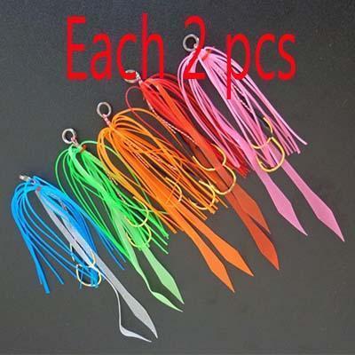 10Pcs Silicone Skirt Jig Replacement Twin Hook Slider Rig Spare Hooks Assist-Skirts & Beards-Bargain Bait Box-Multicolor-Bargain Bait Box