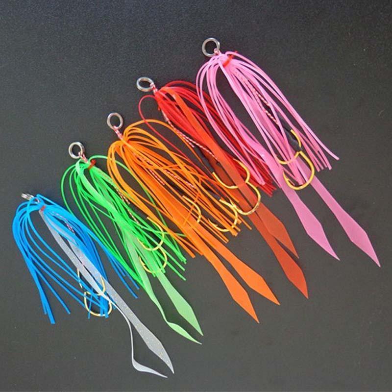10Pcs Silicone Skirt Jig Replacement Twin Hook Slider Rig Spare Hooks Assist-Skirts & Beards-Bargain Bait Box-Red-Bargain Bait Box