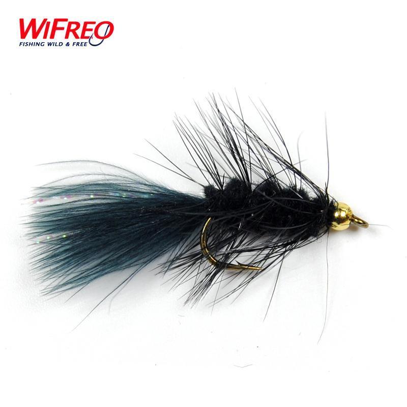 10Pcs Wifreo 8# Streamer Woolly Bugger Fly Black Color With Crystal Flash Tail-Flies-Bargain Bait Box-Bargain Bait Box