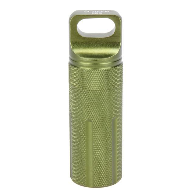 10Cm Aluminum Alloy Waterproof Medicine Pill Bottle Edc Survival Tank-Bluenight Outdoors Store-Green-Bargain Bait Box