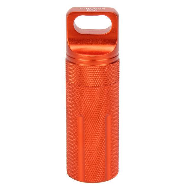 10Cm Aluminum Alloy Waterproof Medicine Pill Bottle Edc Survival Tank-Bluenight Outdoors Store-Orange-Bargain Bait Box