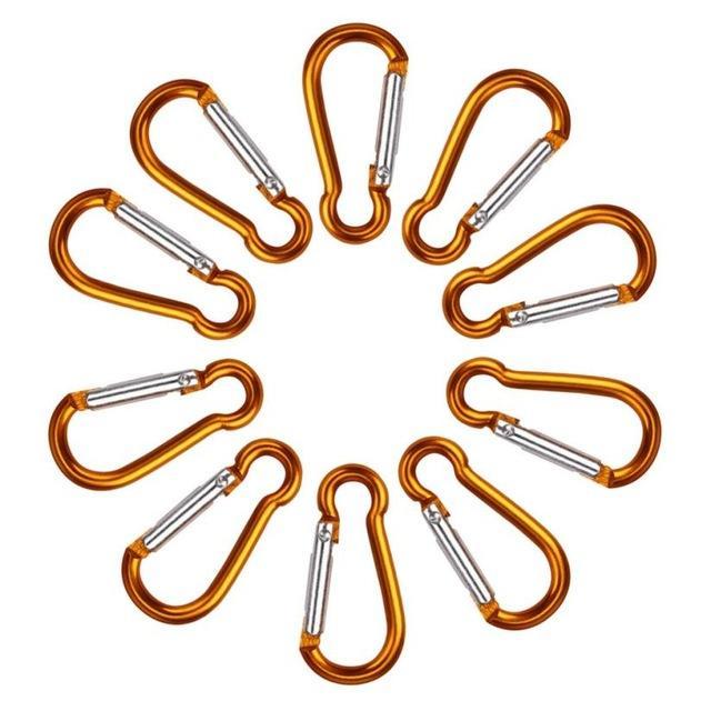 10Pcs Aluminum Alloy Carabiner Spring Snap Clip Hooks Keychain Climbing-Sad Fish Store-Orange-Bargain Bait Box