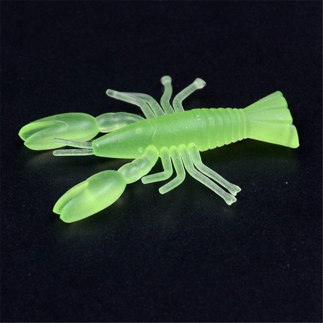 10Pcs Artificial Soft Bait Fluorescent Green Crayfish Worms Lifelike Fishy Small-China Fishing knight Store-Bargain Bait Box