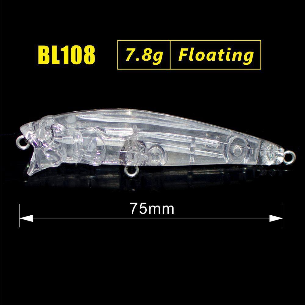 10Pcs Countbass Blank Hard Lure 75Mm 7.8G, Minnow, Unpainted Fishing Bait,-Blank &amp; Unpainted Lures-Fishing Tackles Store-Bargain Bait Box