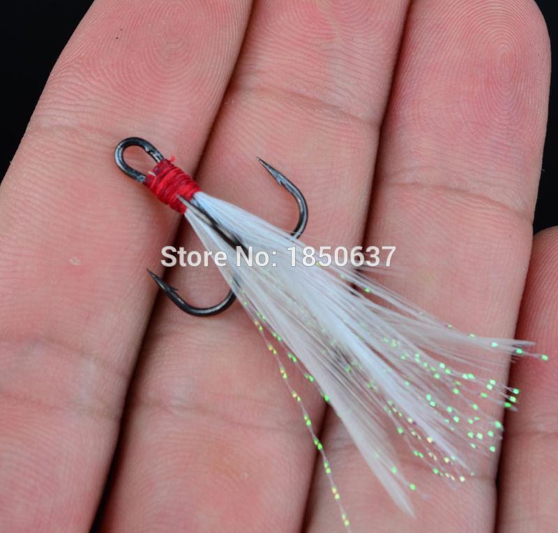 10Pcs Gray Sharpened Fishing Treble Hooks With Feather Fish Fishing Tackle Tools-LINGYUE Subordinate Store-2-Bargain Bait Box