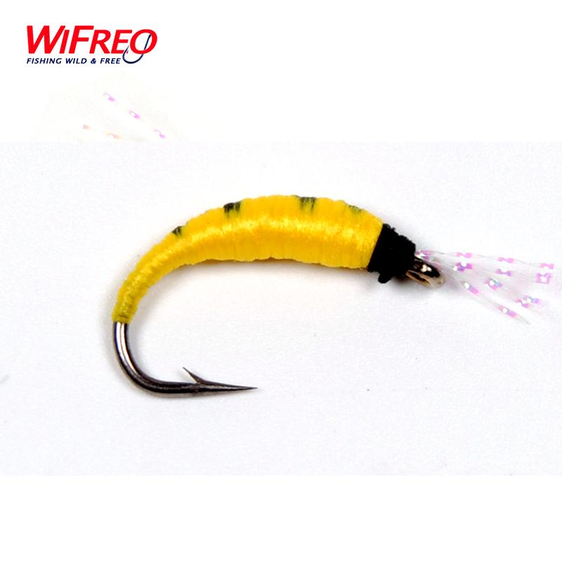 [10Pcs] Wifreo Size 6 Yellow Pupa Larva Nymph Fly For Bass Fishing-Flies-Bargain Bait Box-Bargain Bait Box