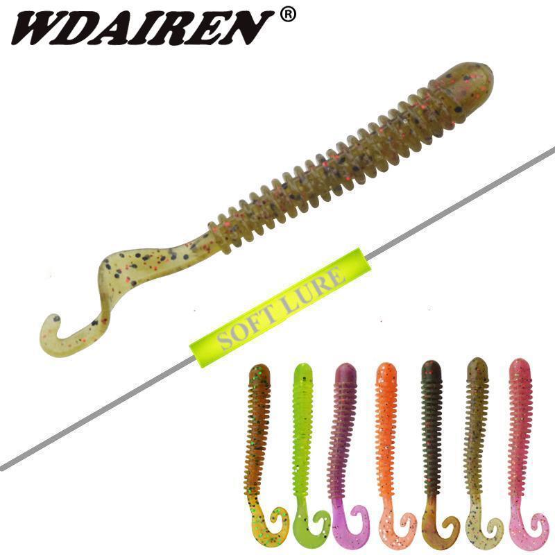 10Pcs/Lot 6Cm 1.36G Curly Tail Soft Lure Curly Tail Fishing Lures Artificial-WDAIREN fishing gear Store-A-Bargain Bait Box