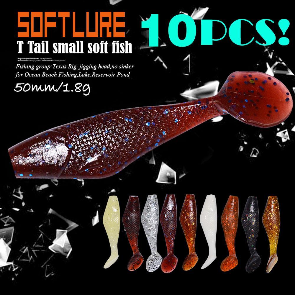 10Pcs/Lot Afish T T Shad Soft Fish 50Mm 1.8G Fishing Soft Bait Paddle Tail Jig-Unrigged Plastic Swimbaits-Bargain Bait Box-COLOR1-Bargain Bait Box