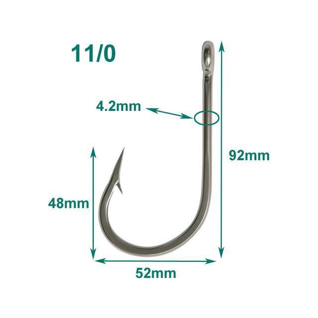10Pcs/Lot Size 6/0 7/0 8/0 9/0 10/0 11/0 12/0 13/0 14/0 Stainless Steel Big Game-shaddock fishing Official Store-11 0-Bargain Bait Box