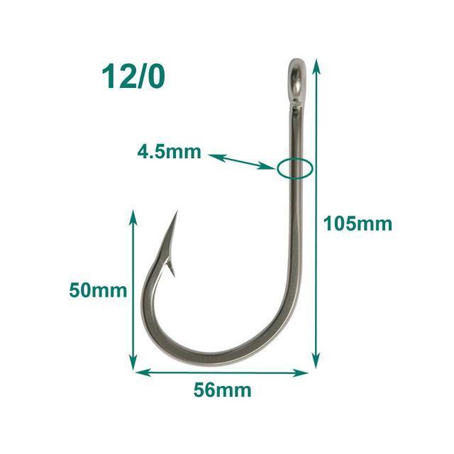 10Pcs/Lot Size 6/0 7/0 8/0 9/0 10/0 11/0 12/0 13/0 14/0 Stainless Steel Big Game-shaddock fishing Official Store-12 0-Bargain Bait Box