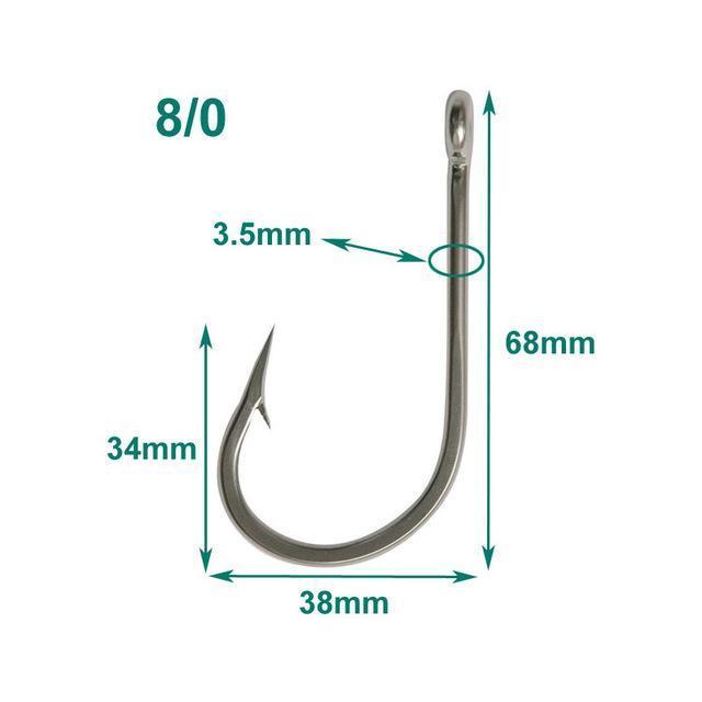 10Pcs/Lot Size 6/0 7/0 8/0 9/0 10/0 11/0 12/0 13/0 14/0 Stainless Steel Big Game-shaddock fishing Official Store-8 0-Bargain Bait Box