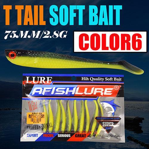 10Pcs/Lot Soft Bait Fish 75Mm 2.8G Fishing Tt Shad Silicone Bass Minnow Bait-Unrigged Plastic Swimbaits-Bargain Bait Box-Color6-Bargain Bait Box
