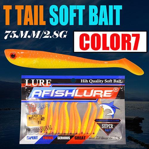 10Pcs/Lot Soft Bait Fish 75Mm 2.8G Fishing Tt Shad Silicone Bass Minnow Bait-Unrigged Plastic Swimbaits-Bargain Bait Box-Color7-Bargain Bait Box