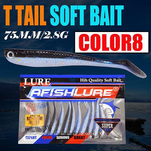 10Pcs/Lot Soft Bait Fish 75Mm 2.8G Fishing Tt Shad Silicone Bass Minnow Bait-Unrigged Plastic Swimbaits-Bargain Bait Box-Color8-Bargain Bait Box