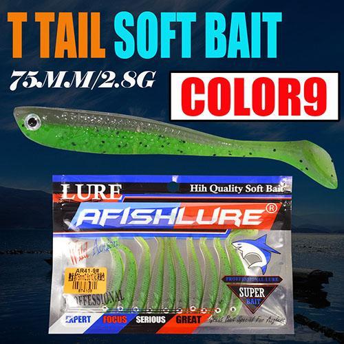 10Pcs/Lot Soft Bait Fish 75Mm 2.8G Fishing Tt Shad Silicone Bass Minnow Bait-Unrigged Plastic Swimbaits-Bargain Bait Box-Color9-Bargain Bait Box