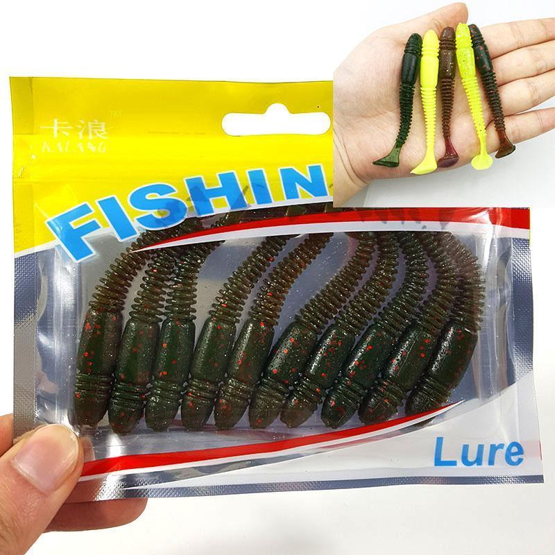 10Pcs/Lot Soft Baits 75Mm 3.2G Silicone Bait Worms Fishing Lure With Salt-Be a Invincible fishing Store-A-Bargain Bait Box