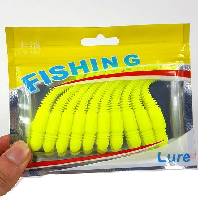 10Pcs/Lot Soft Baits 75Mm 3.2G Silicone Bait Worms Fishing Lure With Salt-Be a Invincible fishing Store-B-Bargain Bait Box