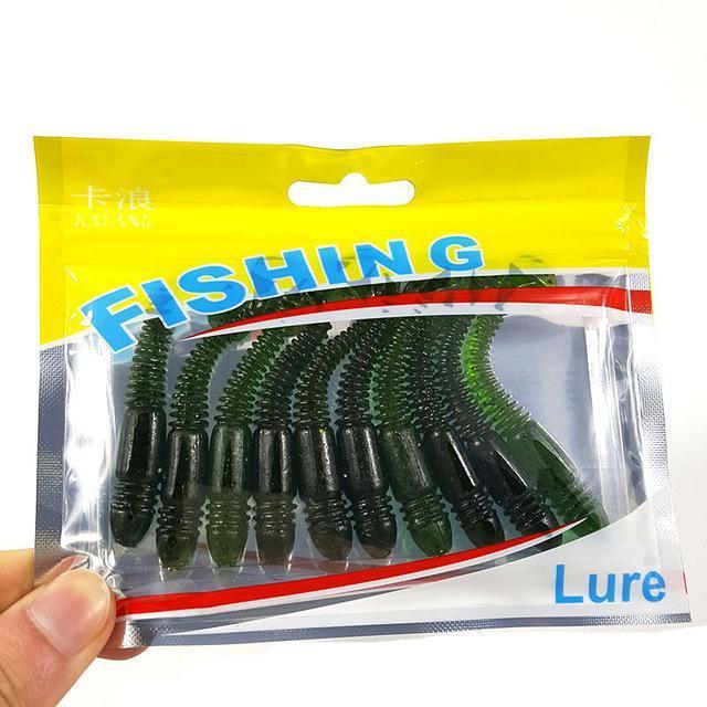 10Pcs/Lot Soft Baits 75Mm 3.2G Silicone Bait Worms Fishing Lure With Salt-Be a Invincible fishing Store-C-Bargain Bait Box