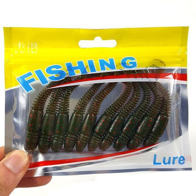 10Pcs/Lot Soft Baits 75Mm 3.2G Silicone Bait Worms Fishing Lure With Salt-Be a Invincible fishing Store-E-Bargain Bait Box