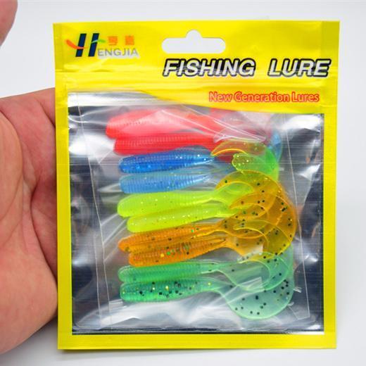 10Pcs/Pack 6Cm 2G Mixed Colors Artificial Curly Tail Maggots Grub Worm Fishing-PROLEURRE FISHING Store-Bargain Bait Box
