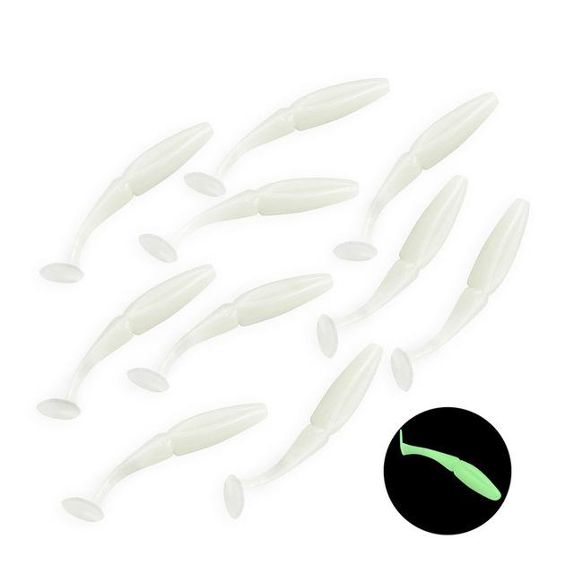 10X 2.16" Soft Super Fishing T Tail Soft Worm Fishing Lures Bait Fishing Tackle-Sexy bus-White-Bargain Bait Box