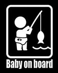 11*15.2Cm Baby On Board Fishing Vinyl Car Sticker Funny Personality Window-Fishing Decals-Bargain Bait Box-Silver-Bargain Bait Box