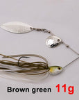 11/16G Metal Spinnerbait Rubber Jig Spoon Copper Hard Baits Artificial Baits-FJORD Fishing Store-brown green 11g-Bargain Bait Box