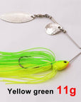 11/16G Metal Spinnerbait Rubber Jig Spoon Copper Hard Baits Artificial Baits-FJORD Fishing Store-yellow green 11g-Bargain Bait Box