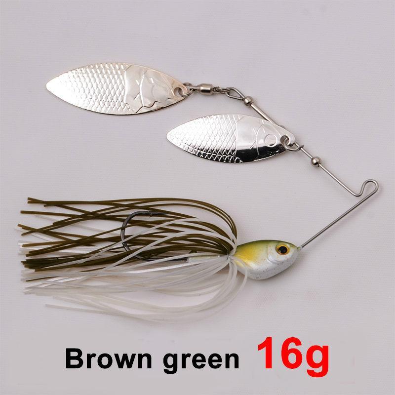 11/16G Metal Spinnerbait Rubber Jig Spoon Copper Hard Baits Artificial Baits-FJORD Fishing Store-yellow green 16g-Bargain Bait Box